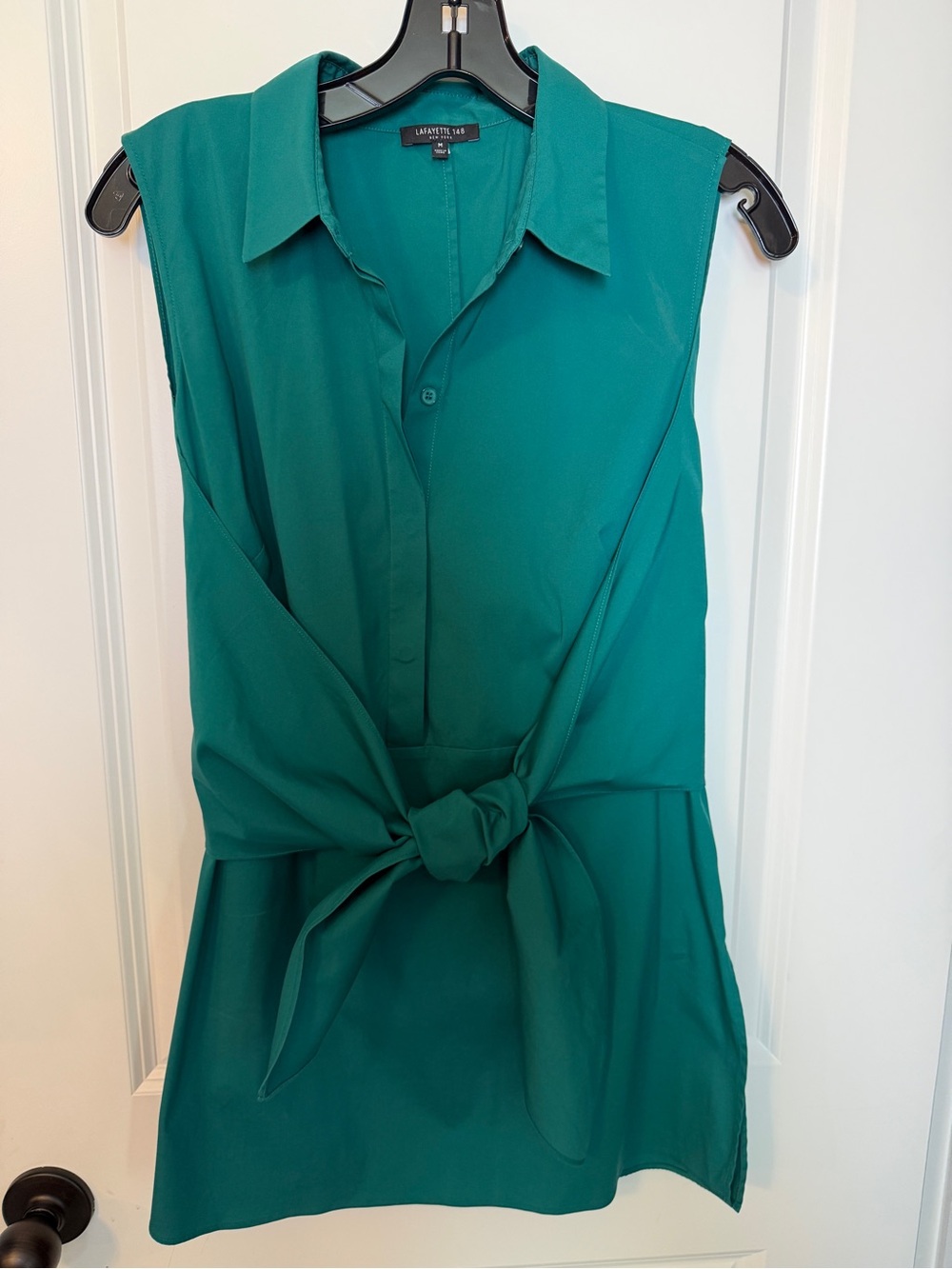 Lafayette Stretch Cotton Tie Front Blouse